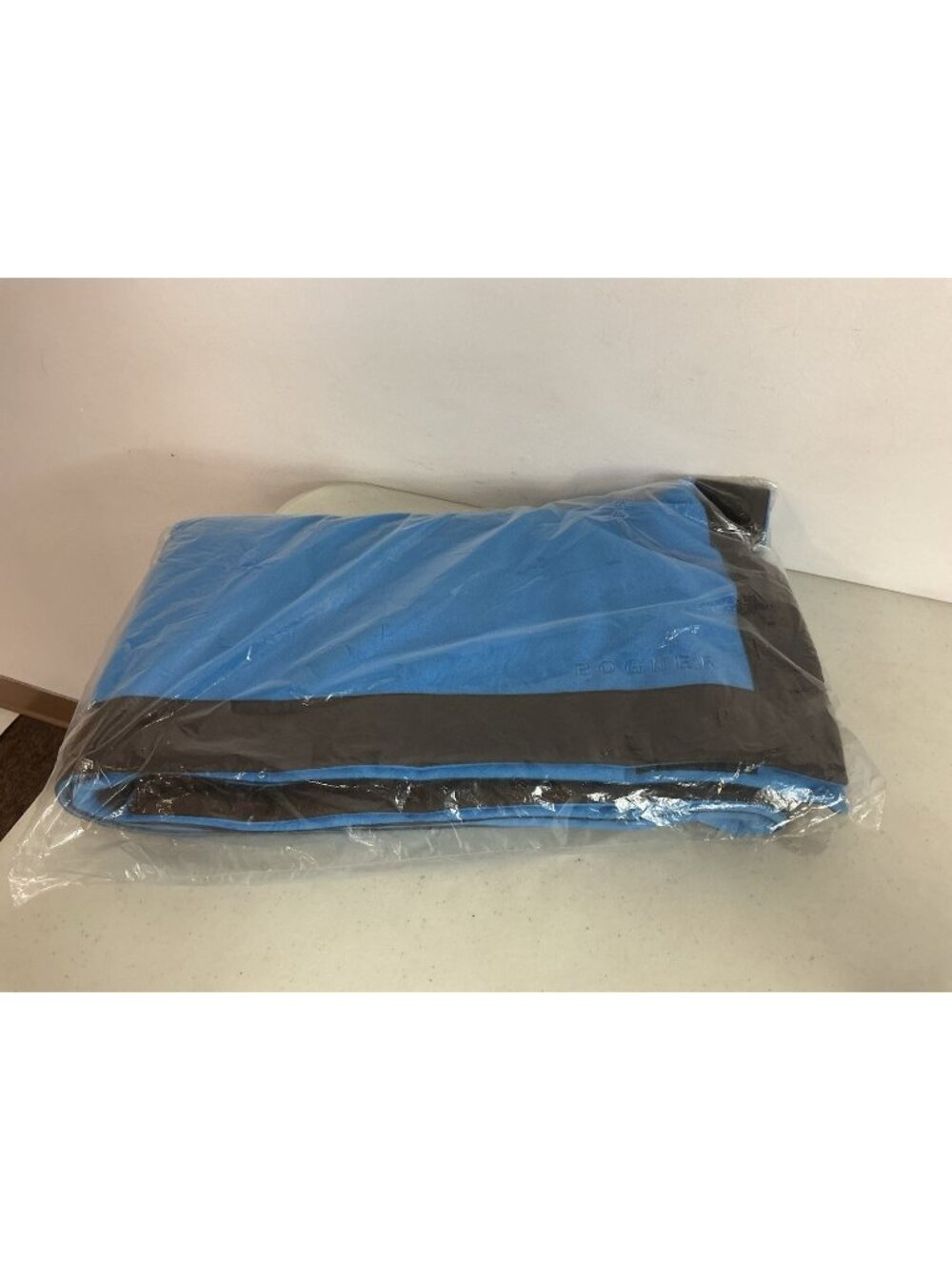 Bogner Blue Fleece Blanket Made USA New